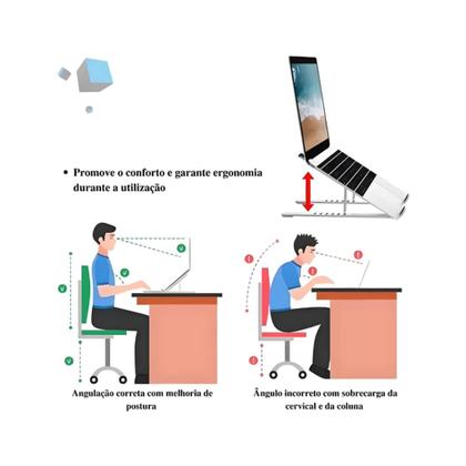 Imagem de Suporte Para Notebook Alumínio Tablet Ergonômico Dobrável Portátil Base Ajustável Articulado
