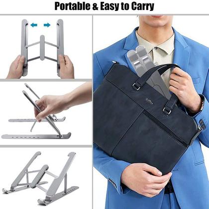 Imagem de Suporte Para Notebooks E Tablet Dobrável Portátil Ajustável Base Antiderrapante