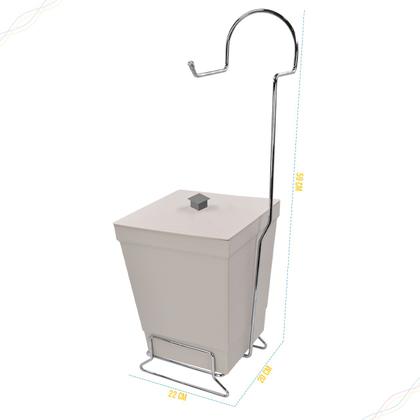 Imagem de Suporte para Papel Higiênico com Lixeira com Tampa de 6,5 Litros