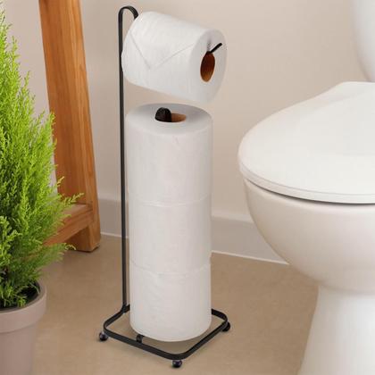 Imagem de Suporte Para Papel Higiênico de Chão 4 Rolos Piatina Black 2578 - Arthi