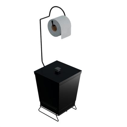 Imagem de Suporte Para Papel Higienico Lixeira Preta Linha Black Stolf