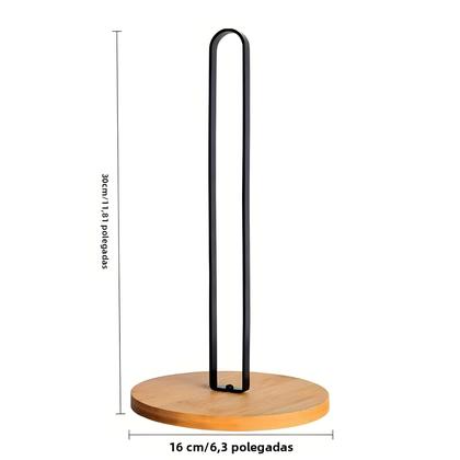 Imagem de Suporte Para Papel Toalha De Papel Com Base De Bambu Estilo Nórdico, Rack De Armazenamento Vertical