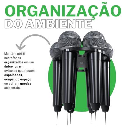 Imagem de Suporte Para Pedestal Compatível com Até 6 Microfones Universais Música Igreja Estúdio