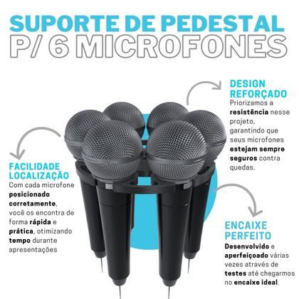 Imagem de Suporte Para Pedestal Compatível com Até 6 Microfones Universais Música Igreja Estúdio