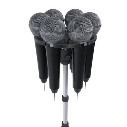 Imagem de Suporte Para Pedestal Compatível com Até 6 Microfones Universais Música Igreja Estúdio