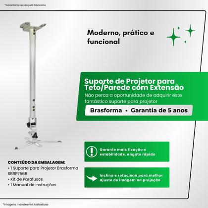 Imagem de Suporte Para Projetor De Teto Com Extensão Branco - Sbrp756b