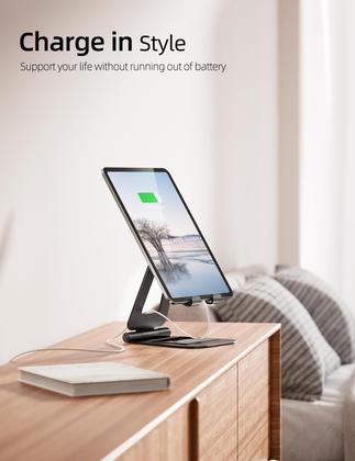 Imagem de Suporte para tablet Nulaxy Aluminium Duplo Dobrável para iPad Preto