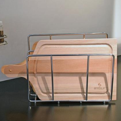 Imagem de Suporte para Tábuas de Carne Corte Organizador Aramado para Cozinha Cromado Masutti