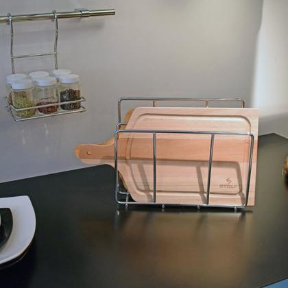 Imagem de Suporte para Tábuas de Carne Corte Organizador Aramado para Cozinha Cromado Masutti