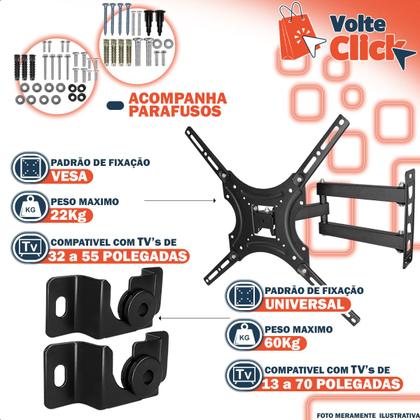 Imagem de Suporte Para Televisão Painel 32 Á 55 Polegadas Universal Fixo Com Suporte Fixo 13 Á 70