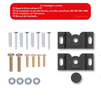 Imagem de Suporte para Televisão Universal Fixo LED LCD Plasma 10 24 32 43 50 55 até 100 Polegadas para Parede ou Painel Brasfor