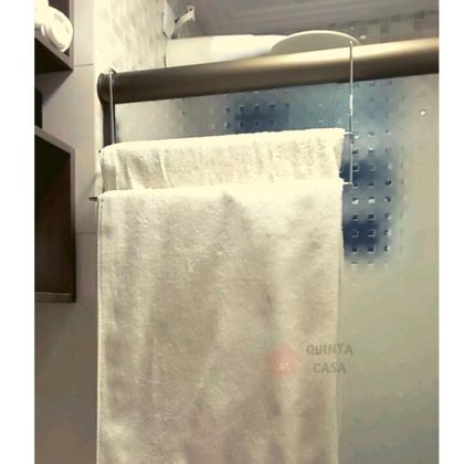 Imagem de Suporte Para Toalha Duplo Porta Toalha Banheiro Box Sem Furo