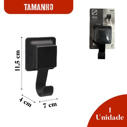 Imagem de Suporte Para Toalha Gancho Multiuso Plástico Preto Ventosa