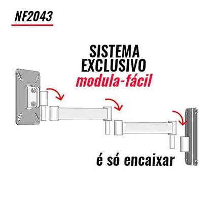 Imagem de Suporte Para Tv 10 A 48 Articulado 4 Movimento Nf2043 Branco
