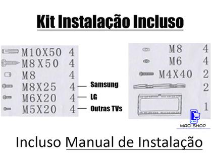 Imagem de Suporte Para Tv 32 a 85 Lcd Led Oled Qled Fixo Samsung LG TCL Philips Universal de Parede Ultra Slim 50 55 58 60 65 70 75 80 85 86 Polegadas