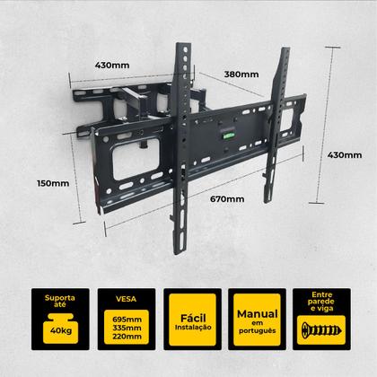 Imagem de Suporte Para TV 37 a 86 Polegadas Lcd Led Universal com Inclinação Samsung Sony LG Philco Quarto Sala Padrão VESA Preto SparkBr