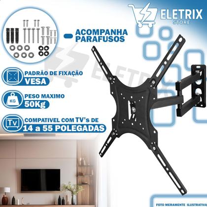 Imagem de Suporte Para TV articulado de Parede 14 a 55 Polegadas Monitor Resistente
