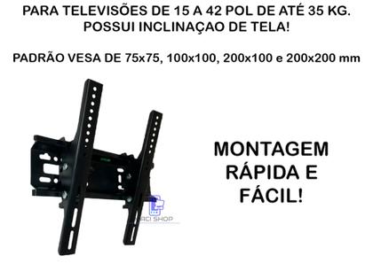 Imagem de Suporte Para Tv Inclinável 15 a 42 Pol Lcd Led Qled Oled Universal Samsung LG TCL 25 27 32 39 40 42 polegadas Parede