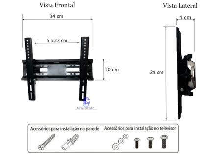Imagem de Suporte Para Tv Inclinável 15 a 42 Pol Lcd Led Qled Oled Universal Samsung LG TCL 25 27 32 39 40 42 polegadas Parede
