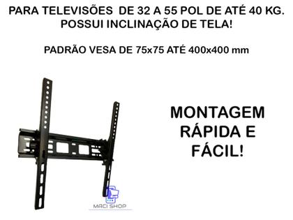 Imagem de Suporte Para Tv Inclinável 32 a 55 Pol Lcd Led Qled Oled Universal Samsung LG Tcl Philips 32 40 42 43 47 50 52 55 polegadas Parede