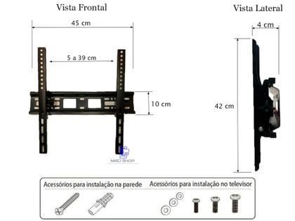 Imagem de Suporte Para Tv Inclinável 32 a 55 Pol Lcd Led Qled Oled Universal Samsung LG Tcl Philips 32 40 42 43 47 50 52 55 polegadas Parede