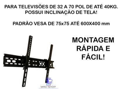 Imagem de Suporte Para Tv Inclinável 32 A 70 Polegadas Samsung LG Sony TCL Universal Lcd Led Qled Oled de Parede Inclinação