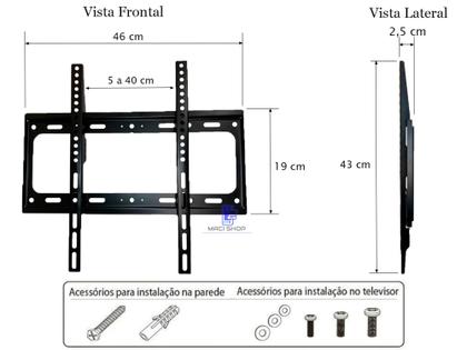 Imagem de Suporte Para Tv Lcd Led Oled Qled 25 A 55 Pol Fixo Samsung LG TCL Philips Universal 25 32 40 42 43 47 50 52 55 polegadas