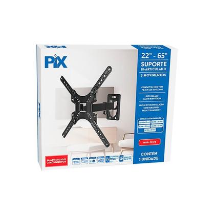 Imagem de Suporte para TV PIX PX-P3, Bi-Articulado, para TVs de 22"" a 65"", Preto - 079-0098