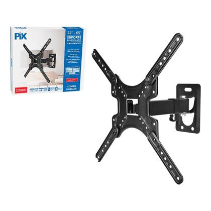 Imagem de Suporte para TV PIX PX-P3, Bi-Articulado, para TVs de 22"" a 65"", Preto - 079-0098