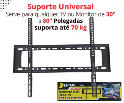 Imagem de Suporte para TV Smart LG, Samsung, Philips, TLC, AOC de 32" 40" 42" 50" 55" 65" 75" 80" Polegadas Fixo Parede Painel