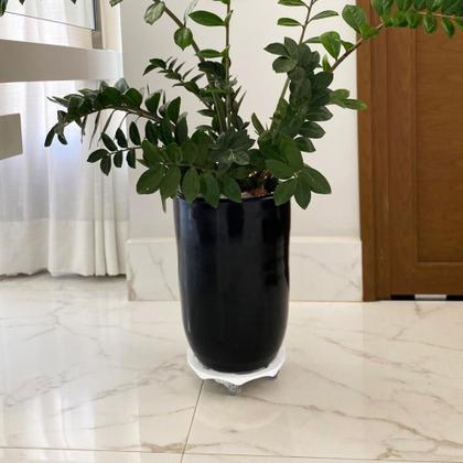 Imagem de Suporte para vaso de alumínio fundido com rodinhas de silicone 25cm