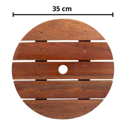Imagem de Suporte para Vaso de Plantas Redondo em Madeira Rodinhas Cristal 35 cm