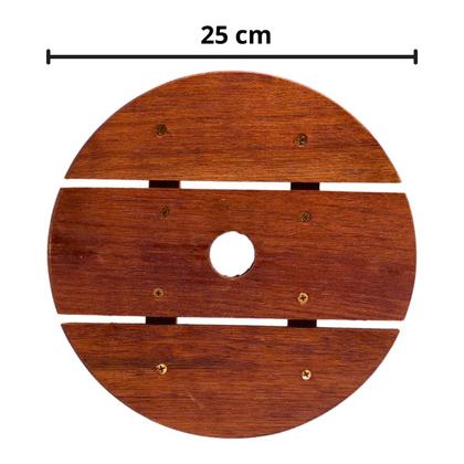 Imagem de Suporte para Vaso de Plantas Redondo em Madeira Rodinhas Gel 25 cm