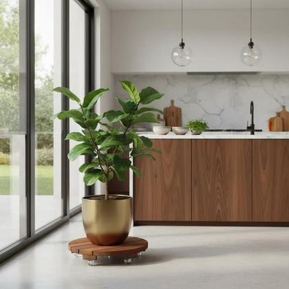 Imagem de Suporte para vaso redondo ou quadrado 30 cm em madeira tratada roda cristal Gold Plant