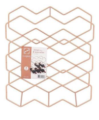 Imagem de Suporte Para Vinhos - Rose Gold - Metal -  9 Garrafas