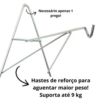 Imagem de Suporte Parede A Reforçado Mão Francesa 32 cm P/ Pendurar Vasos Plantas Externo Metal Rústico Gancho