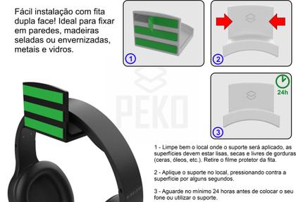 Imagem de Suporte Parede Com Fita Dupla Face Fone Headset Headphone