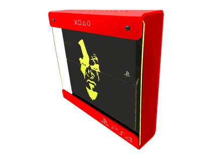 Imagem de Suporte Parede Iluminado Shield Ps4 FAT Vermelho - Amarelo - God Of War (face)