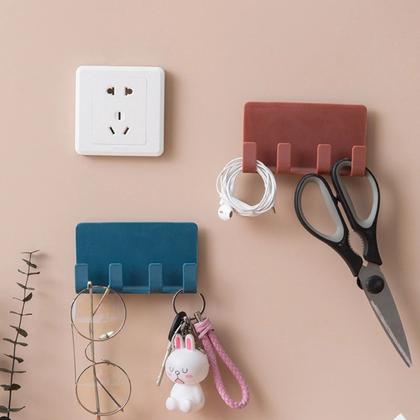 Imagem de Suporte Parede Multiuso c/ Ganchos Pendurar Carregar Celular