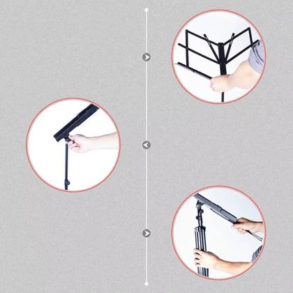 Imagem de Suporte partitura tripe pedestal estante notebook tablet retratil ajustavel maestro orquestra ensaio batuta com capa pro