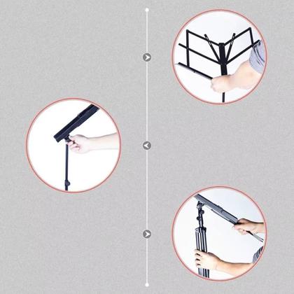 Imagem de Suporte Partitura Tripe Pedestal Estante Notebook Tablet Retratil Ajustavel Maestro Orquestra Ensaio Batuta Com Capa Pro