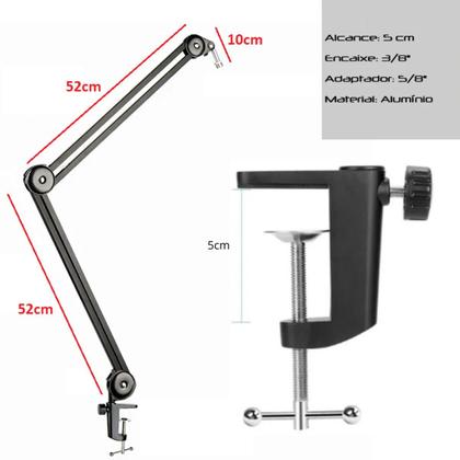 Imagem de Suporte Pedestal Braço Profissional de Mesa Articulado Para Microfone