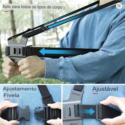 Imagem de Suporte Peitoral para Celular e Câmera de Ação Cinta Ajustável e Resistente LE3631