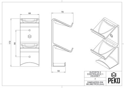 Imagem de Suporte PEKO de Parede Para Controles E Headset compatível com Xbox, Ps4, Ps3