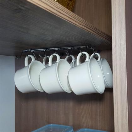 Imagem de Suporte Porta 12 Xícaras Fixar Armário Organizador De Cozinha