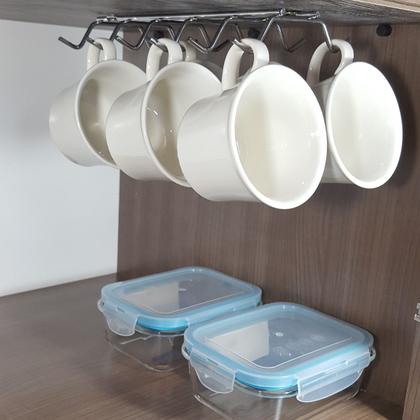 Imagem de Suporte Porta 12 Xícaras Fixar Armário Organizador De Cozinha