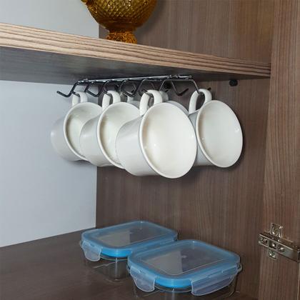 Imagem de Suporte Porta 12 Xícaras Fixar Armário Organizador De Cozinha