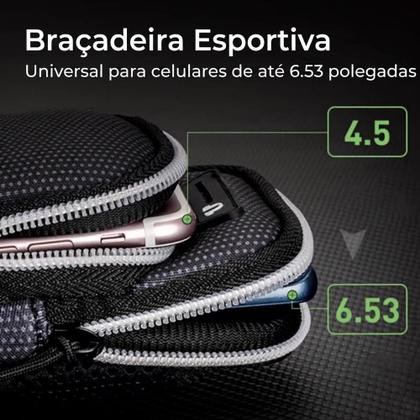 Imagem de Suporte Porta Celular Braçadeira Corrida Caminhada Esportiva Cor:Azul