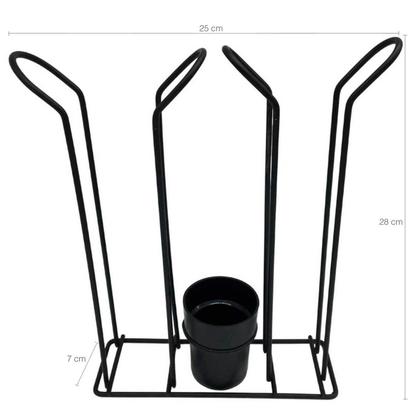Imagem de Suporte Porta Copo Descartável 50 80ml e 180 200ml Organizador de Copos e Colheres Café Preto Fosco Stolf