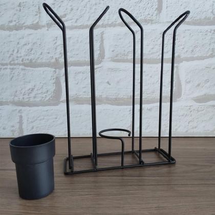 Imagem de Suporte Porta Copo Descartável 50 80ml e 180 200ml Organizador de Copos e Colheres Café Preto Fosco Stolf